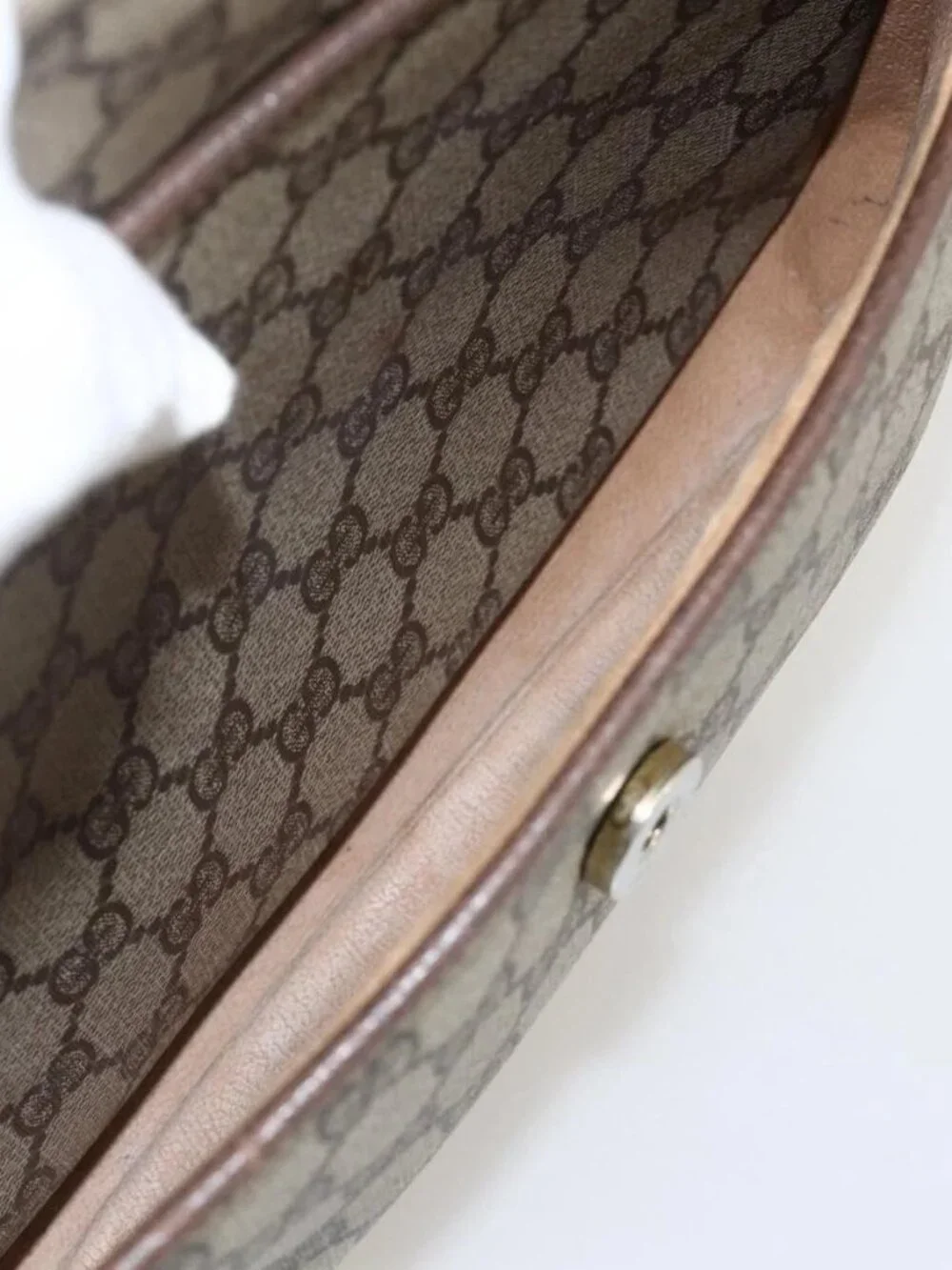 GUCCI GG Supreme Shoulder Bag PVC Beige Gold 001 116 0925 Auth 175362